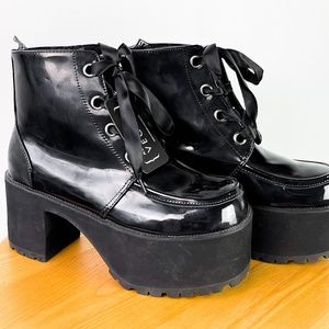 Tuk footwear platform black boots - new - vegan Size 9